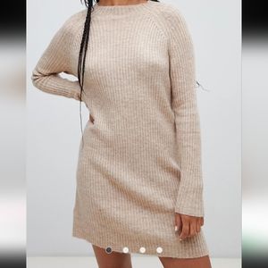 Mango Wool Blend Ribbed Sweater Dress